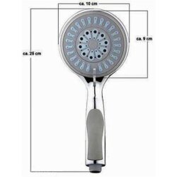 Design Handbrause mit 4 Funktionen – Hochglanzverchromt, Antikalkdüsen, ½ Zoll Anschluss