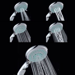 Design Handbrause mit 4 Funktionen – Hochglanzverchromt, Antikalkdüsen, ½ Zoll Anschluss