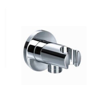 Wandanschlussbogen mit Brausehalterung ½ Zoll verchromt, Messing, Rückflussverhinderer inkl.