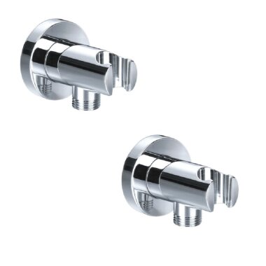 2er Set Wandanschlussbogen mit Rückflussverhinderer – verchromt, langlebig, für Dusche und Wasserinstallation