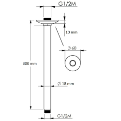 Deckenarm / Deckenzulauf / Deckenanschluss - 30 cm