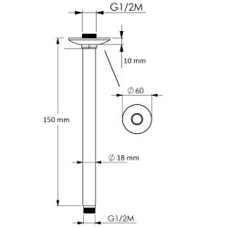 Deckenarm 15 cm verchromt – Messing Deckenzulauf...