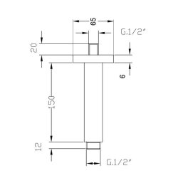 Quadratischer Deckenarm 15 cm verchromt – Messing...