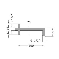 Wandausleger / Wandarm 40 cm Messing verchromt, ½...