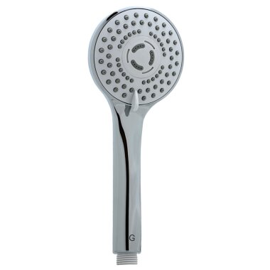 Handbrause GH03 – Design-Brausekopf mit 3 Funktionen, Antikalkdüsen, hochglanzverchromt, ½ Zoll Anschluss