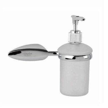 Wandhängender Design-Seifenspender aus satiniertem Milchglas mit Chromhalterung – rostfrei, modern für Bad & WC