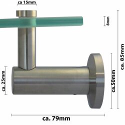 Glasablage mit Wandhalterung aus Edelstahl – Serie...