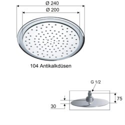 Regendusche 24 cm flach – Duschkopf mit Antikalkdüsen, modern & langlebig