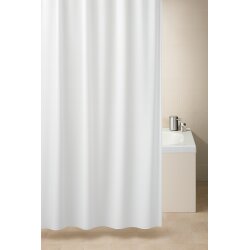 Daloual Duschvorhang Bianco 120×200 cm – Textil aus Polyester, waschbar, mit Beschwerungsband & Kunststoffringen, in modernem, schlichtem Weiß.