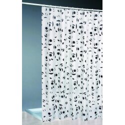 Textil-Duschvorhang 120 x 200 cm Weiß Schwarz mit...