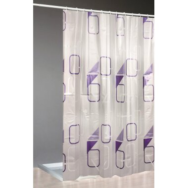 Moderner Vinyl Duschvorhang 180×200 cm mit Ringen – wasserabweisend & maschinenwaschbar, geometrisches Vintage-Muster
