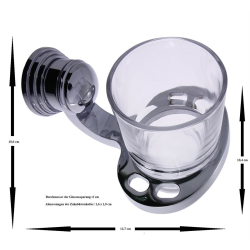 Design Mundspülglas / Zahnputzglas / Wasserglas, mit Wandhalterung, verchromtes Messing