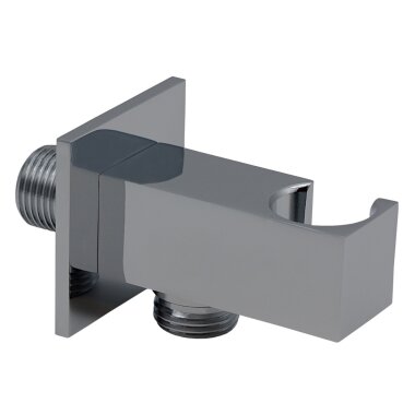 Wandanschlussbogen mit integrierter Brausehalterung – ½ Zoll Anschluss, verchromtes Messing, zeitloses Design