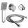 Handbrause Set mit 150 cm Schlauch, Runder Wandanschlussbogen aus Messing verchromt und stabil