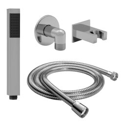 Handbrause Messing quadratisch Set 150 cm Schlauch mit...