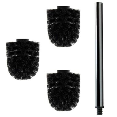 Daloual Toilettenbürste 3 fach Ersatzkopf Set Schwarz mit Edelstahlgriff 26,5 cm – auswechselbare WC Bürstenköpfe für effektive Reinigung Badezimmer