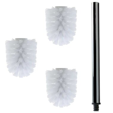 Daloual WC-Bürsten Set 3× Ersatzkopf Weiß mit extra langem 40 cm Edelstahlgriff – hygienische Toilettenbürste