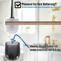 Daloual WC-Bürsten Set 3× Ersatzkopf Weiß mit extra langem 40 cm Edelstahlgriff – hygienische Toilettenbürste