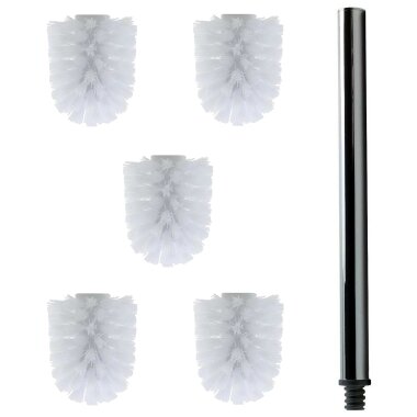 Daloual WC-Bürsten Set 5× Ersatzkopf Weiß mit extra langem 40 cm Edelstahlgriff – nachhaltige Toilettenreinigung