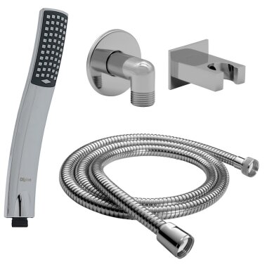 Design Handbrause rund mit 200 cm Schlauch, Halter & Wandanschluss Set