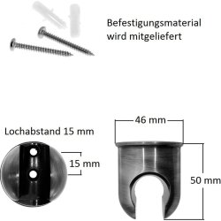Runder Wandhalter aus Messing verchromt für...