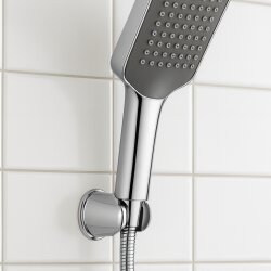 Runder Wandhalter aus Messing verchromt für Handbrause – stabile Brausehalterung für Dusche und Bad