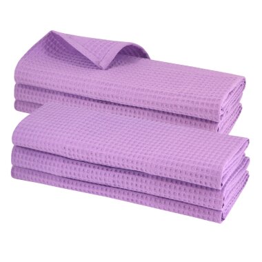 Daloual 6er-Pack Geschirrtücher Lila Waffel Piqué – 100 % Baumwolle, 70 × 50 cm, fusselfrei & saugstark, waschbar bis 95 °C, trocknergeeignet, Gastro Qualität
