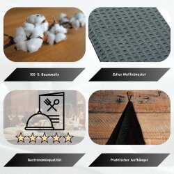 6x Geschirrtuch 100 % Baumwolle Rot – Waffel-Piqué 70×50 cm – saugstark, fusselfrei, Gastro-Qualität – Küchentuch/Putztuch, waschbar & langlebig