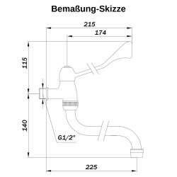 Hygiene-Kaltwasser-Wandarmatur mit Ellbogenbedienung & schwenkbarem Auslauf