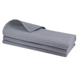3x Geschirrtuch Grau 70x50 Baumwolle Waffel-Piqué...