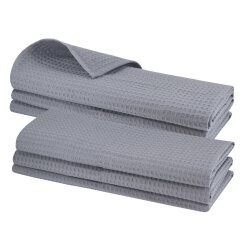 6x Geschirrtuch Grau Baumwolle Waffel-Piqué 70x50...