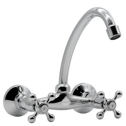 Retro-Design Waschtisch-Armatur mit Kreuzgriff aus...