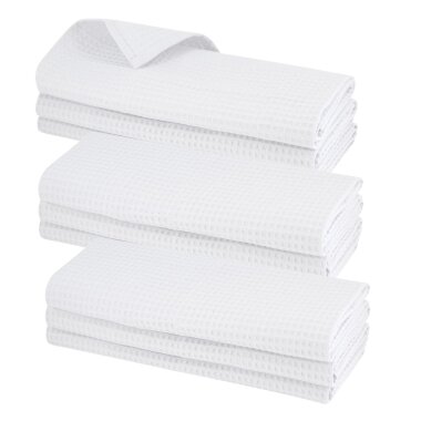 Daloual 30er Pack Geschirrtücher Waffel Piqué Weiß – 100 % Baumwolle, 70 × 50 cm, extra saugstark, fusselfrei, bis 60 °C waschbar, Gastro Qualität, Made in Europa