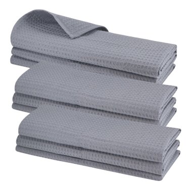 30x Geschirrtuch Grau – 100 % Baumwolle Waffel-Piqué – langlebige, saugstarke Küchentücher 70x50 cm – Großpackung für Haushalt, Gastro, Gewerbe, Reinigung