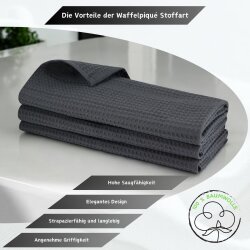 3x Geschirrtücher Anthrazit aus Baumwolle –...