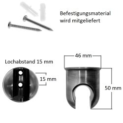 Runder Wandhalter aus Messing Altmessing für...