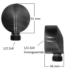 Wandanschlussbogen Anschlussbogen altmessing Oberfläche für Brauseschlauch Messing