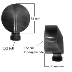 Retro Handbrause Brause aus Messing altmessing Brauseschlauch Anschlussbogen