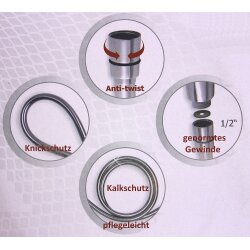 Duschschlauch 200 cm mit Drehkonus – flexibler Brauseschlauch für Dusche & Bad, ½" Anschluss