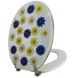 Toilettensitz Klodeckel Blumen Blau-Gelb – WC-Sitz...