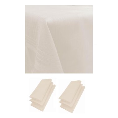 6er Pack Servietten 44×44 cm + Tischdecke 90×90 cm Baumwolle Beige – Gastroqualität