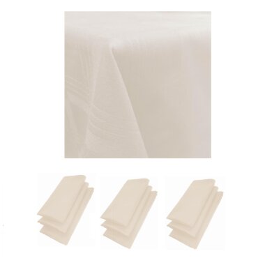 9er Set Stoffservietten 44×44 cm + Tischdecke Baumwolle Beige – langlebig & waschbar