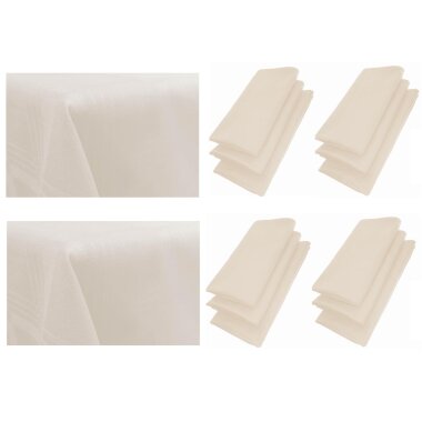 GARIALLA 12 Servietten & 2 Tischdecken Beige aus 100 % Baumwolle für jede Tischgestaltung