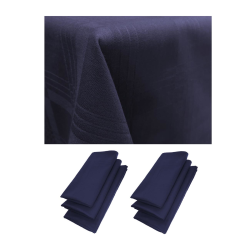 6er Pack Servietten 44cm x 44cm + Tischdecke 100% Baumwolle in Blau