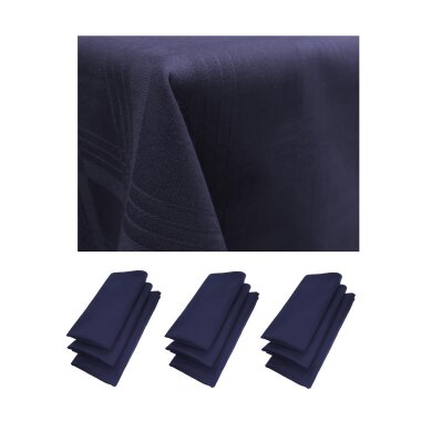9er Set Servietten 44×44 cm + Tischdecke Baumwolle Blau – hochwertig & stilvoll