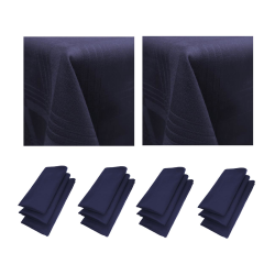 12er Pack Servietten 44cm x 44cm + 2x Tischdecke 100% Baumwolle in Blau