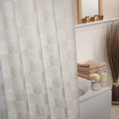 Daloual Textil Duschvorhang „Nature“ 180 × 200 cm – 100 % Polyester, waschbar, mit Beschwerungsband & Ringen