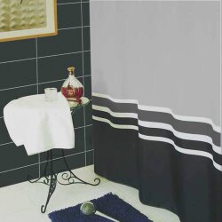 Textil Duschvorhang 180x200 cm Schwarz Weiß aus...