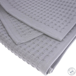 3x Handtuch Gästetuch in Wafelpikee 100 x 50 cm aus Baumwolle / Pique Wabengewebe grau