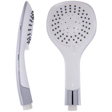 Handbrause 5 Strahlarten – weißer Duschkopf mit Antikalkdüsen, ergonomisch für Dusche und Bad, vielseitig einstellbar
